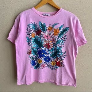 Zara Pink Floral Tattoo Shirt